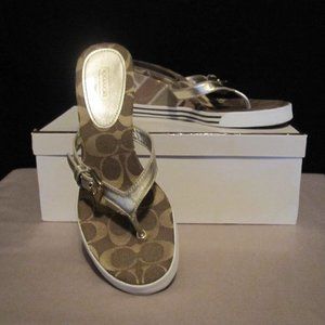 Coach Pristine Sig Patchwork Sandals  8.5